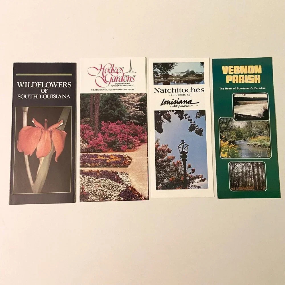 Vintage Lot of 4 Louisiana Brochures Hodges Gardens Natchitoches Vernon Parish